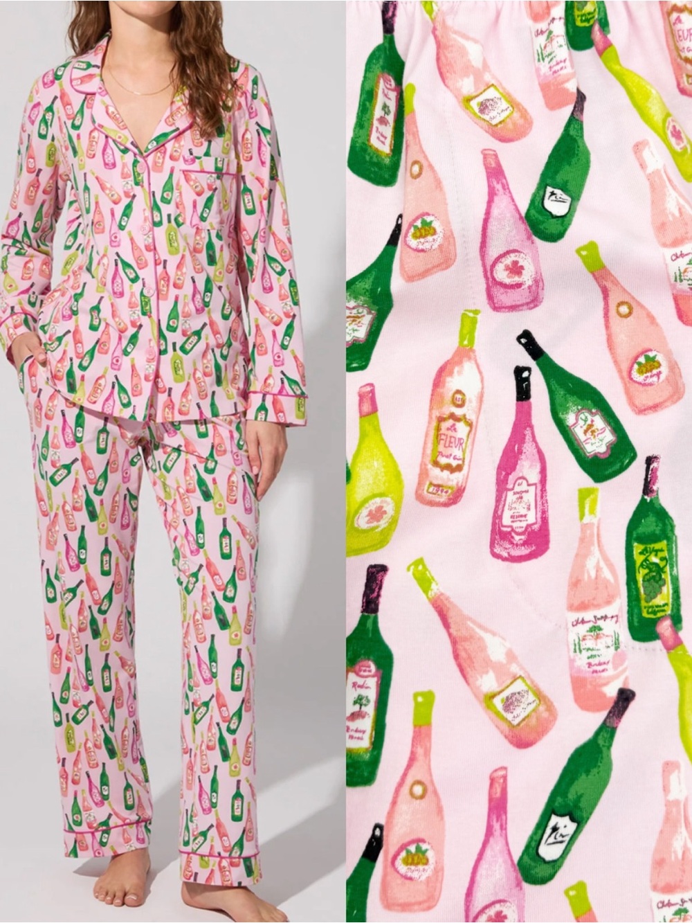 BedHead BedHead Pajamas Wine Tour Long Sleeve Classic Stretch Jersey PJ Set Two